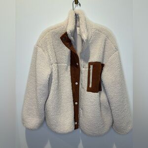 Cozy Cream and Brown Sherpa Jacket